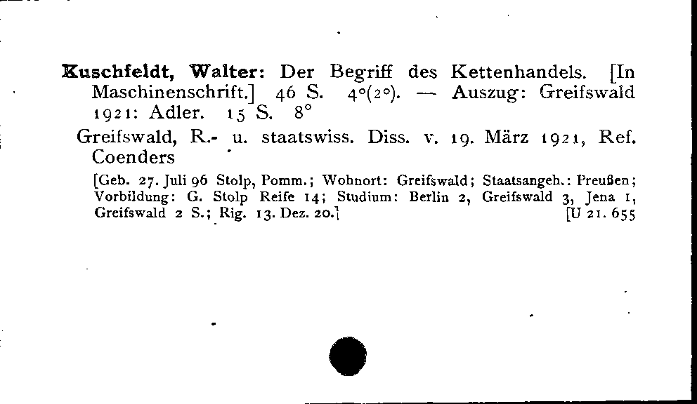 [Katalogkarte Dissertationenkatalog bis 1980]