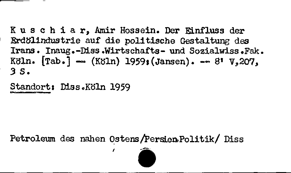 [Katalogkarte Dissertationenkatalog bis 1980]