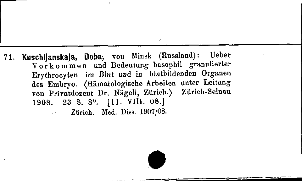 [Katalogkarte Dissertationenkatalog bis 1980]