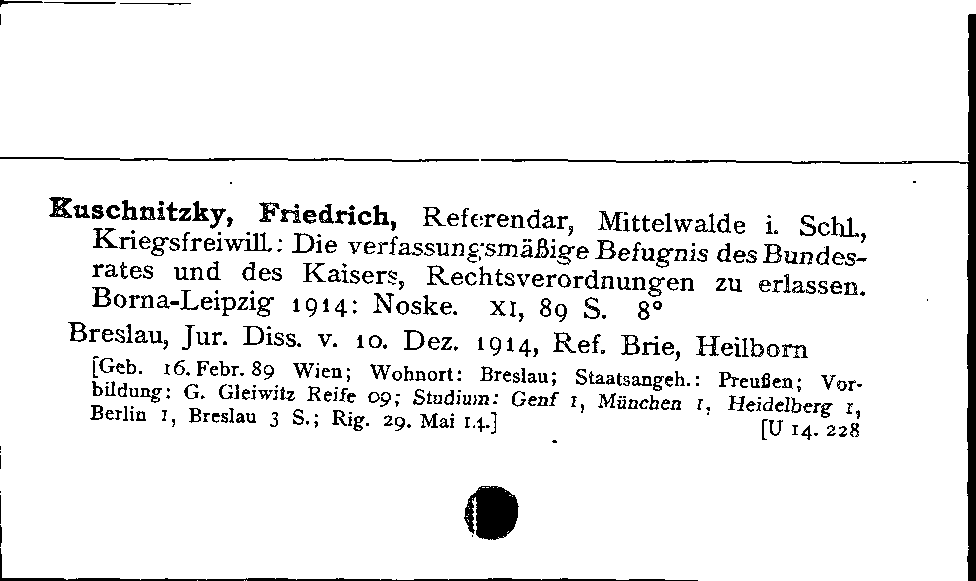 [Katalogkarte Dissertationenkatalog bis 1980]