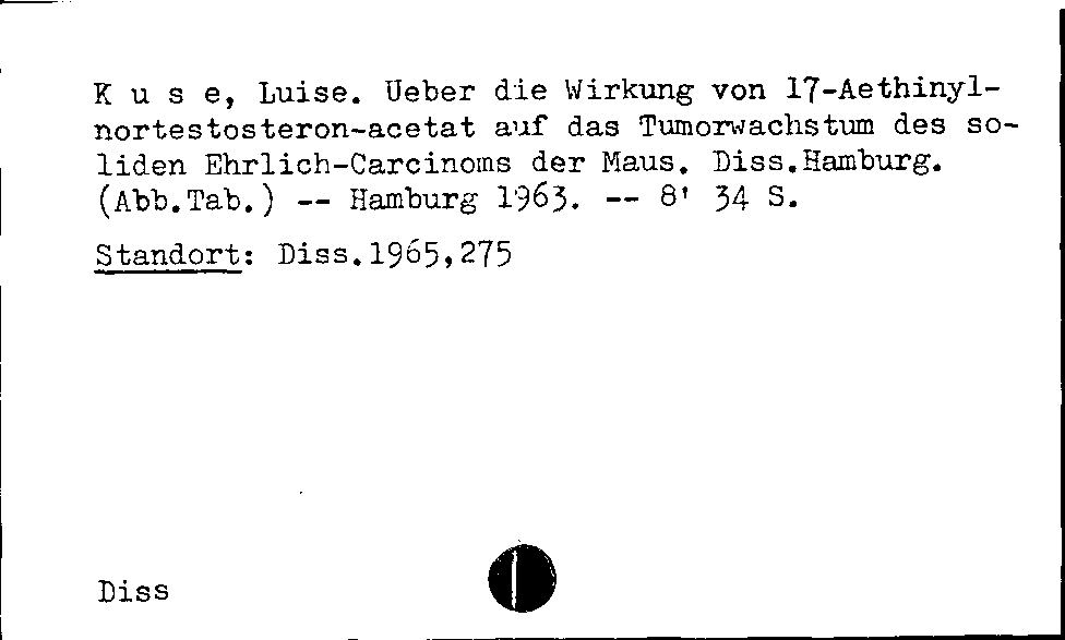 [Katalogkarte Dissertationenkatalog bis 1980]