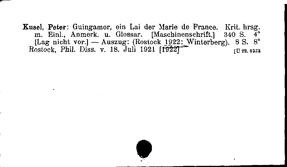 [Katalogkarte Dissertationenkatalog bis 1980]