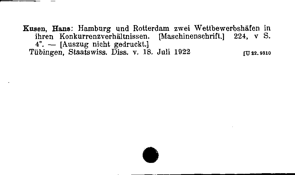 [Katalogkarte Dissertationenkatalog bis 1980]