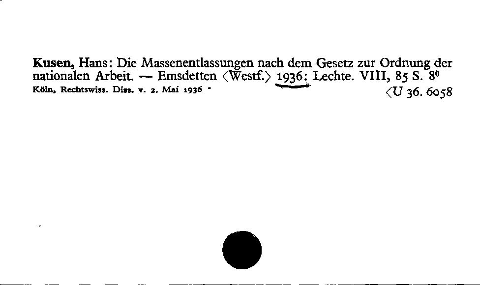 [Katalogkarte Dissertationenkatalog bis 1980]