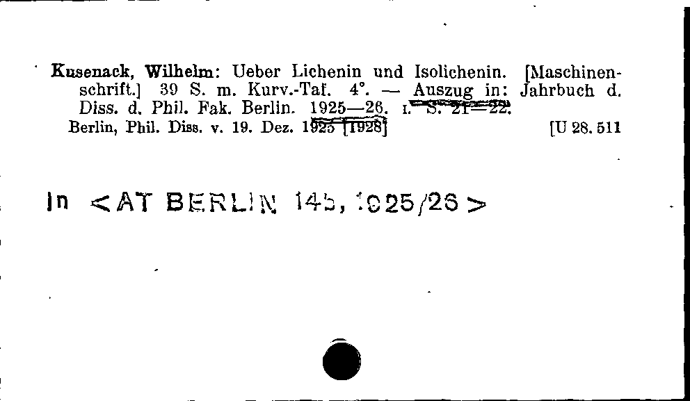 [Katalogkarte Dissertationenkatalog bis 1980]