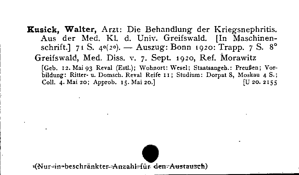 [Katalogkarte Dissertationenkatalog bis 1980]