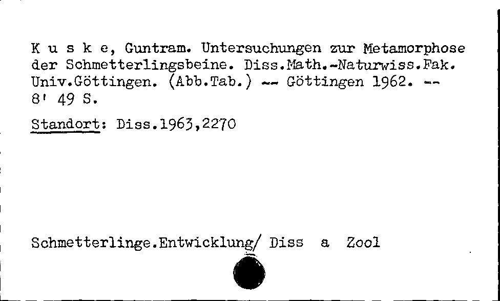 [Katalogkarte Dissertationenkatalog bis 1980]