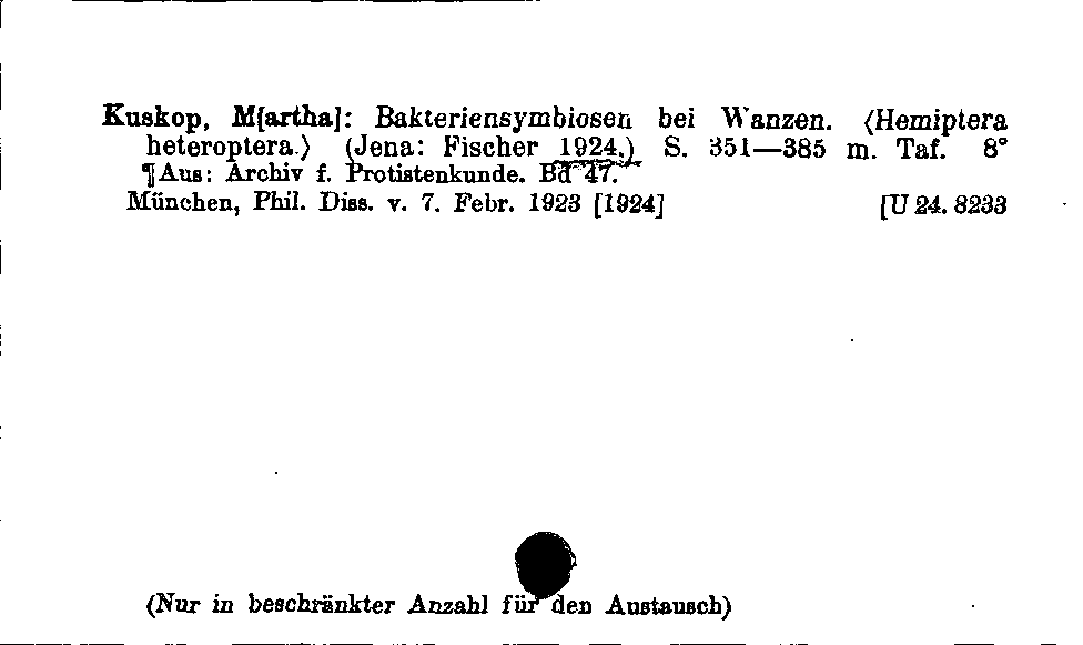 [Katalogkarte Dissertationenkatalog bis 1980]