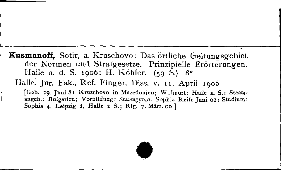 [Katalogkarte Dissertationenkatalog bis 1980]