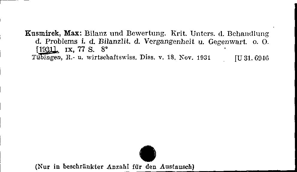 [Katalogkarte Dissertationenkatalog bis 1980]