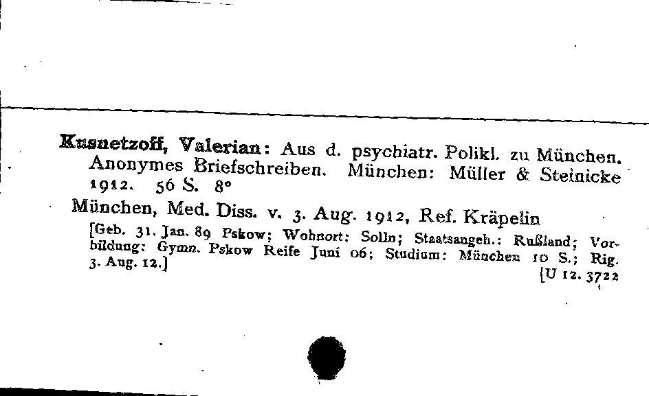 [Katalogkarte Dissertationenkatalog bis 1980]