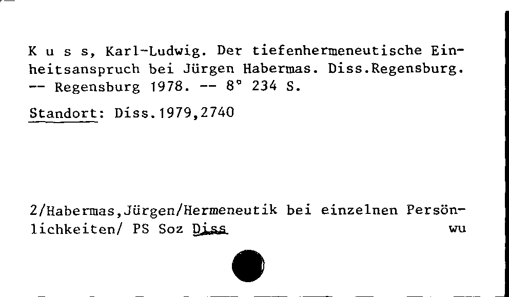 [Katalogkarte Dissertationenkatalog bis 1980]