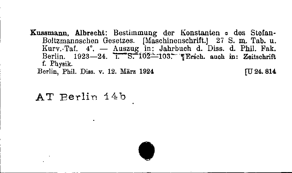 [Katalogkarte Dissertationenkatalog bis 1980]