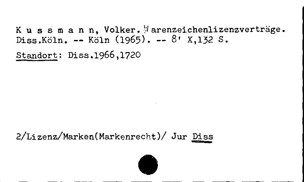 [Katalogkarte Dissertationenkatalog bis 1980]