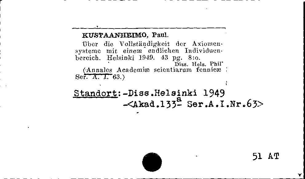 [Katalogkarte Dissertationenkatalog bis 1980]