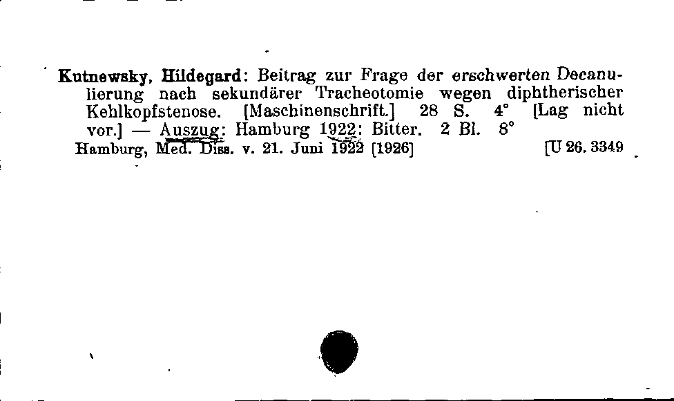 [Katalogkarte Dissertationenkatalog bis 1980]