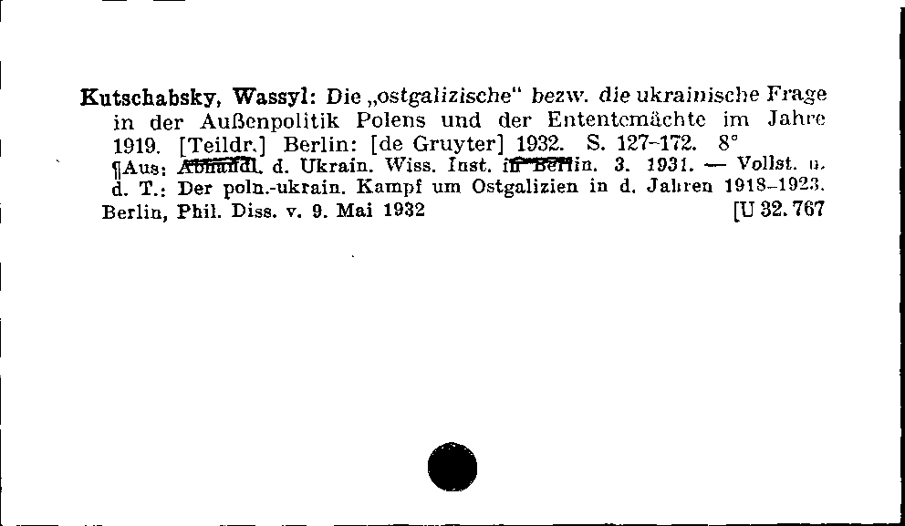 [Katalogkarte Dissertationenkatalog bis 1980]