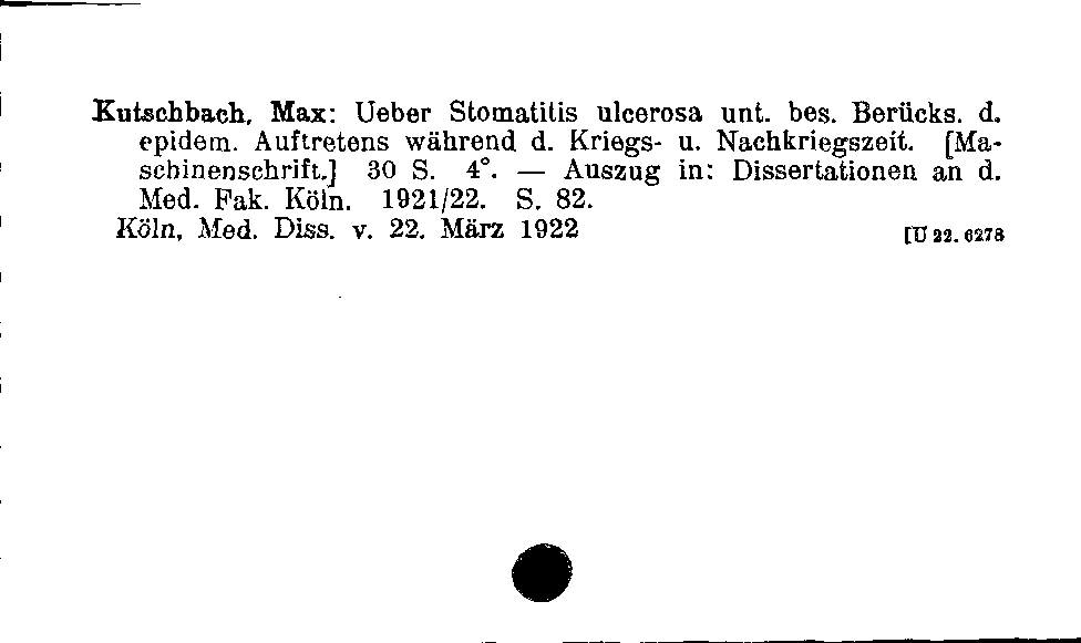 [Katalogkarte Dissertationenkatalog bis 1980]