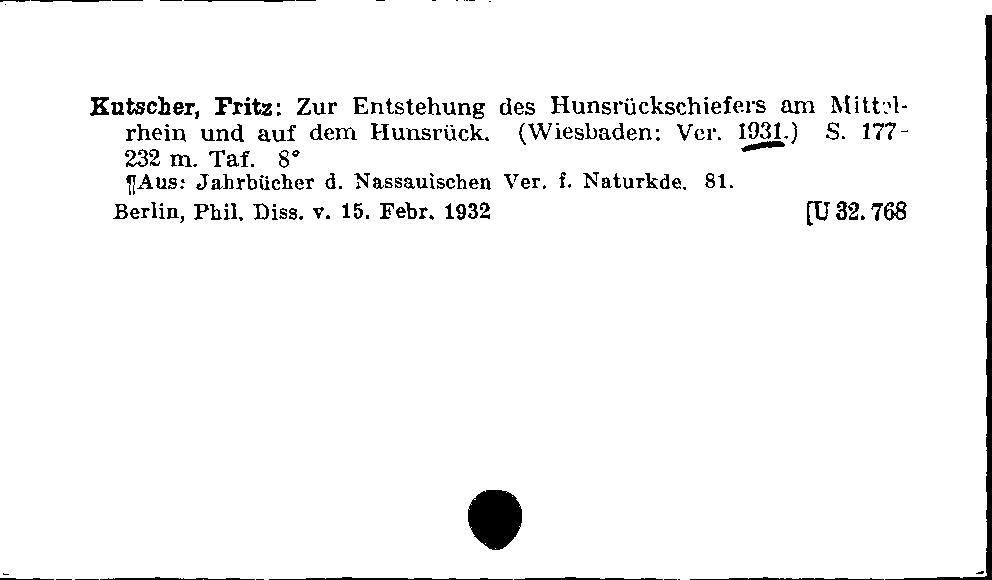 [Katalogkarte Dissertationenkatalog bis 1980]