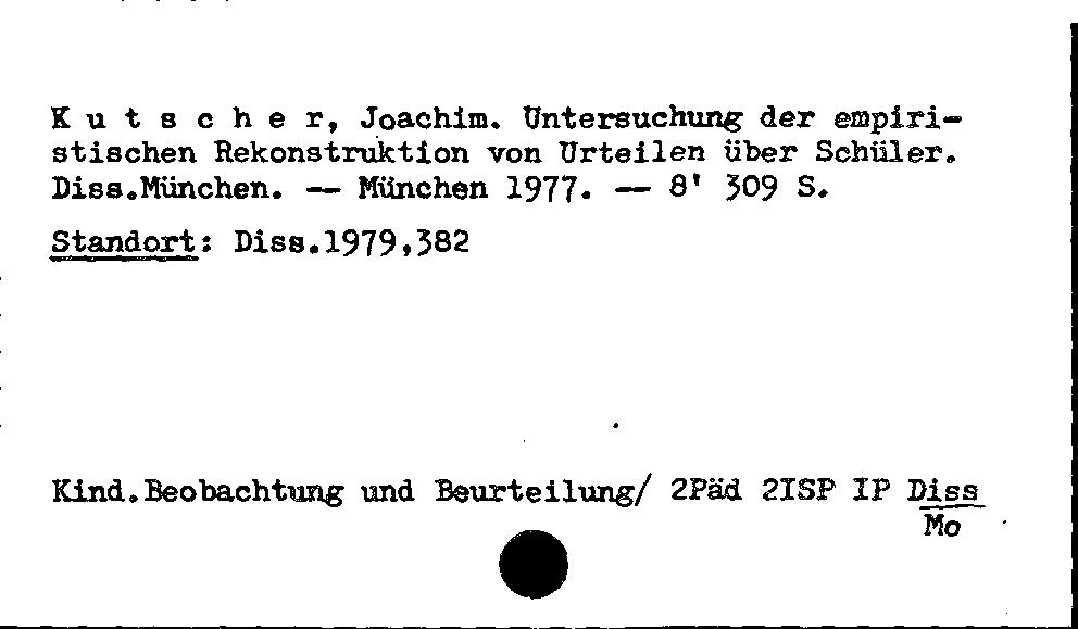 [Katalogkarte Dissertationenkatalog bis 1980]