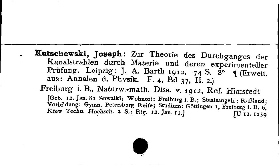 [Katalogkarte Dissertationenkatalog bis 1980]