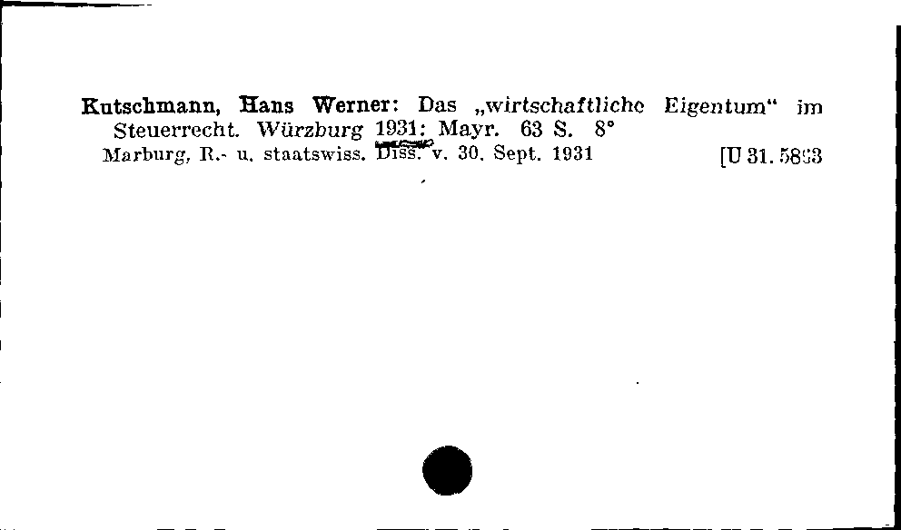 [Katalogkarte Dissertationenkatalog bis 1980]