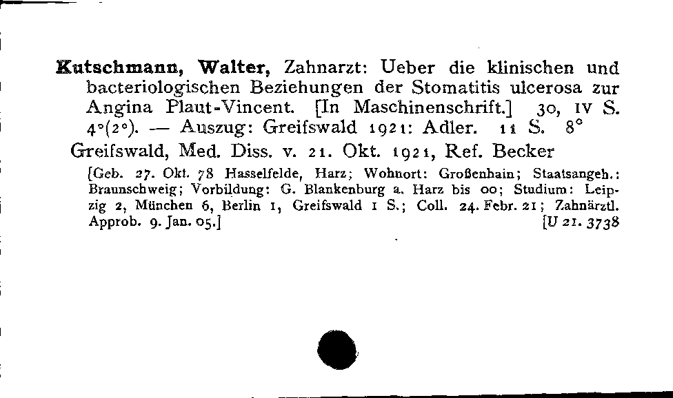 [Katalogkarte Dissertationenkatalog bis 1980]