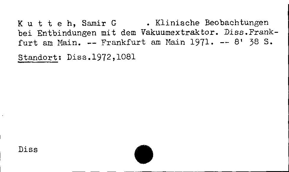 [Katalogkarte Dissertationenkatalog bis 1980]