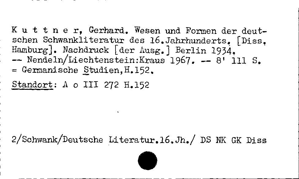 [Katalogkarte Dissertationenkatalog bis 1980]