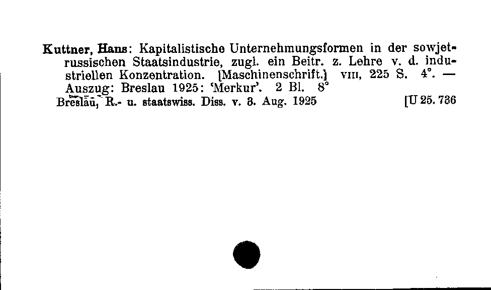 [Katalogkarte Dissertationenkatalog bis 1980]