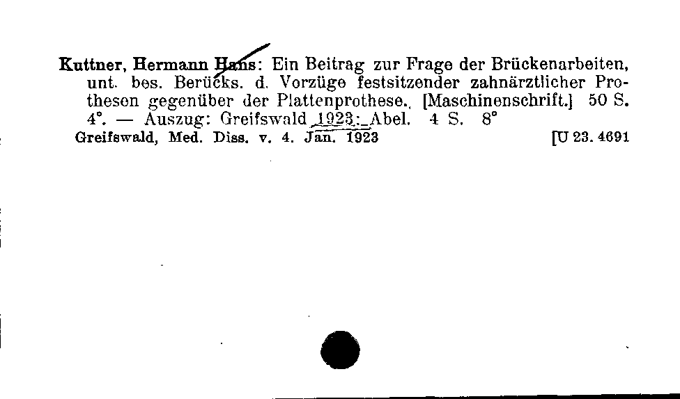 [Katalogkarte Dissertationenkatalog bis 1980]