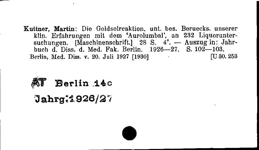 [Katalogkarte Dissertationenkatalog bis 1980]