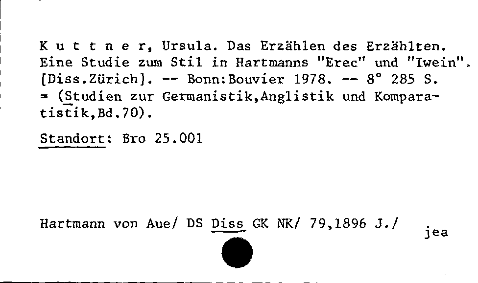 [Katalogkarte Dissertationenkatalog bis 1980]