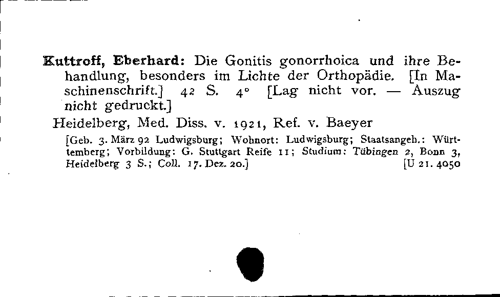 [Katalogkarte Dissertationenkatalog bis 1980]