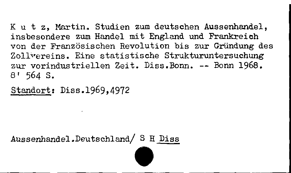 [Katalogkarte Dissertationenkatalog bis 1980]