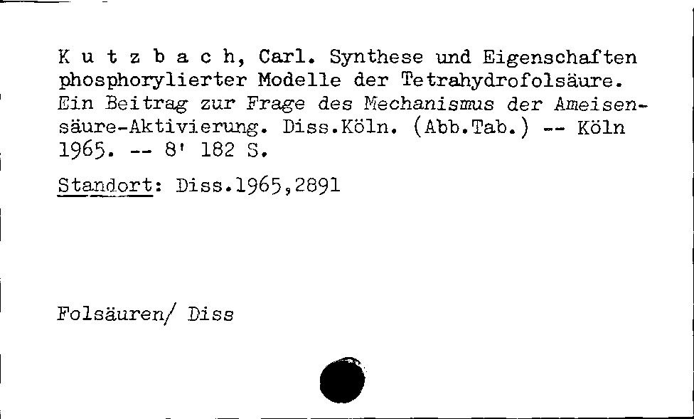 [Katalogkarte Dissertationenkatalog bis 1980]