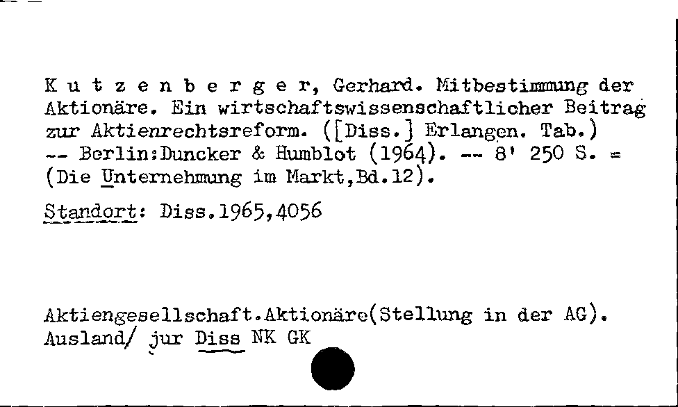 [Katalogkarte Dissertationenkatalog bis 1980]