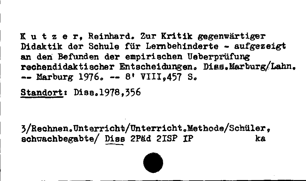 [Katalogkarte Dissertationenkatalog bis 1980]