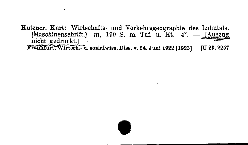 [Katalogkarte Dissertationenkatalog bis 1980]