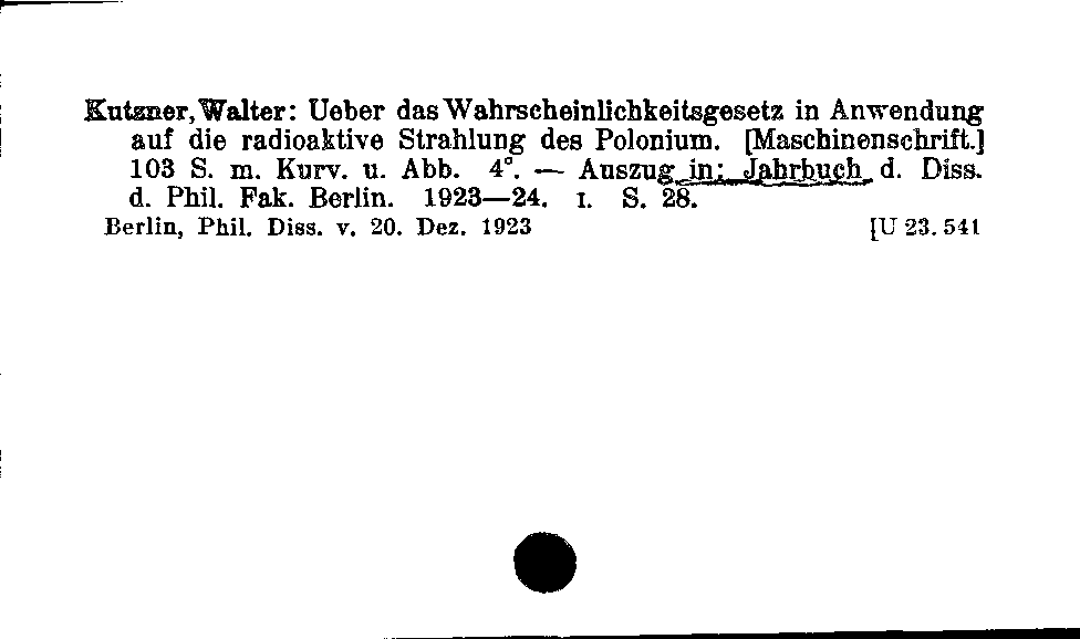 [Katalogkarte Dissertationenkatalog bis 1980]