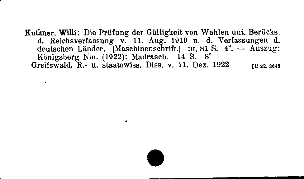 [Katalogkarte Dissertationenkatalog bis 1980]