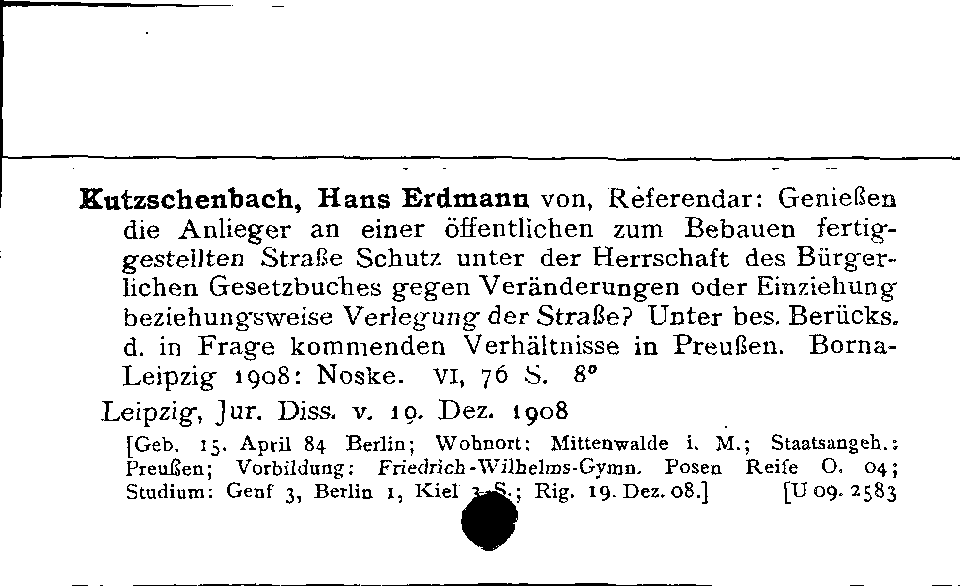 [Katalogkarte Dissertationenkatalog bis 1980]