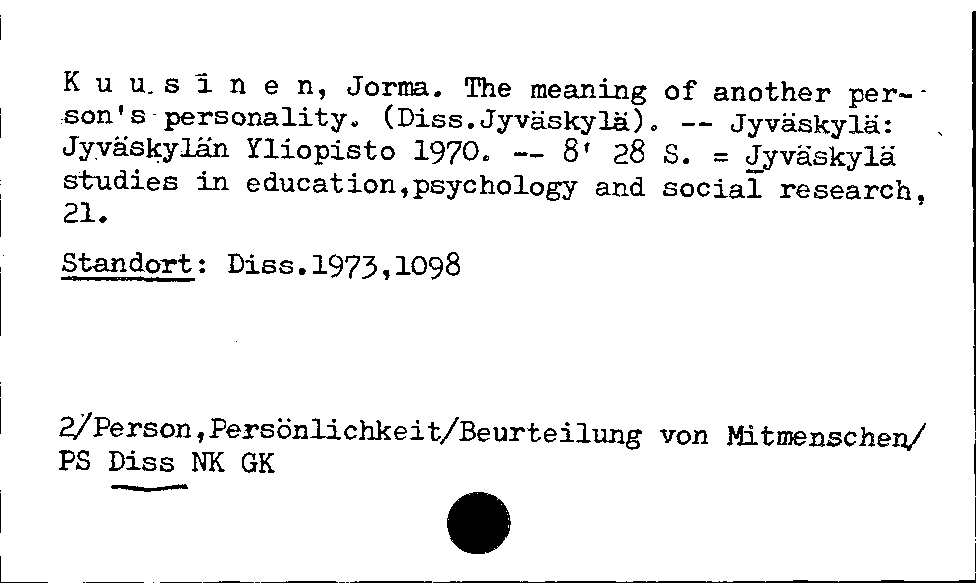 [Katalogkarte Dissertationenkatalog bis 1980]