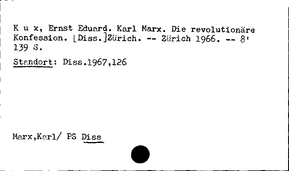 [Katalogkarte Dissertationenkatalog bis 1980]