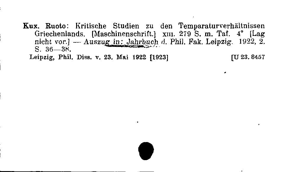 [Katalogkarte Dissertationenkatalog bis 1980]