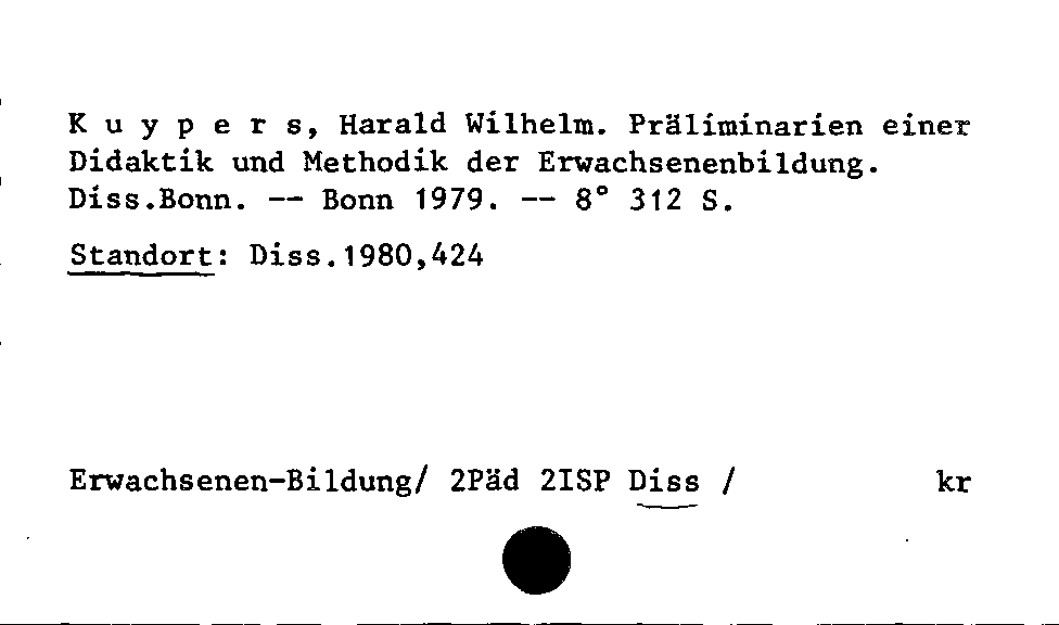 [Katalogkarte Dissertationenkatalog bis 1980]