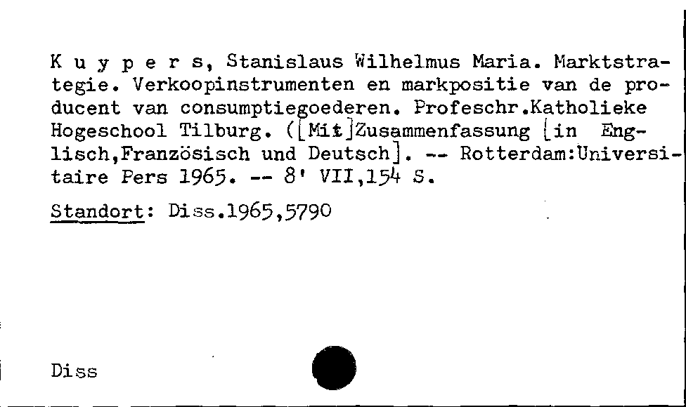 [Katalogkarte Dissertationenkatalog bis 1980]