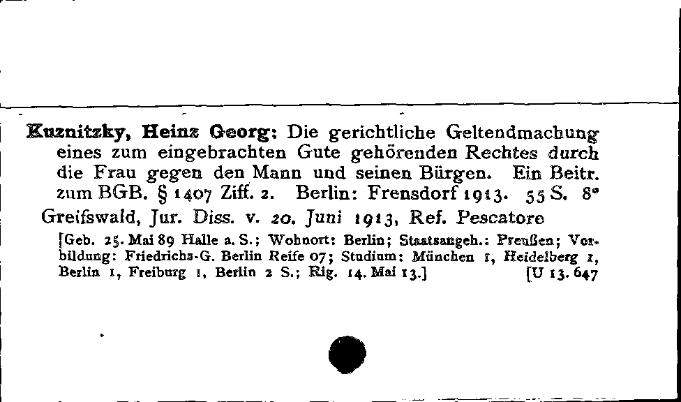 [Katalogkarte Dissertationenkatalog bis 1980]