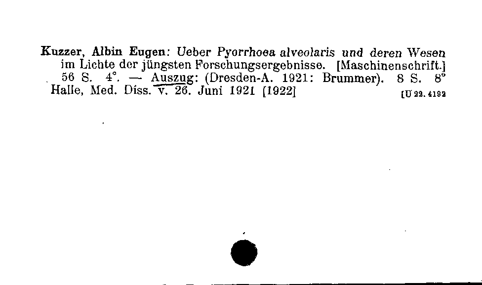 [Katalogkarte Dissertationenkatalog bis 1980]