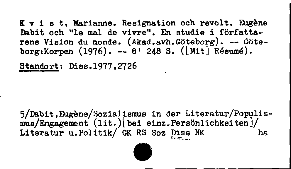 [Katalogkarte Dissertationenkatalog bis 1980]